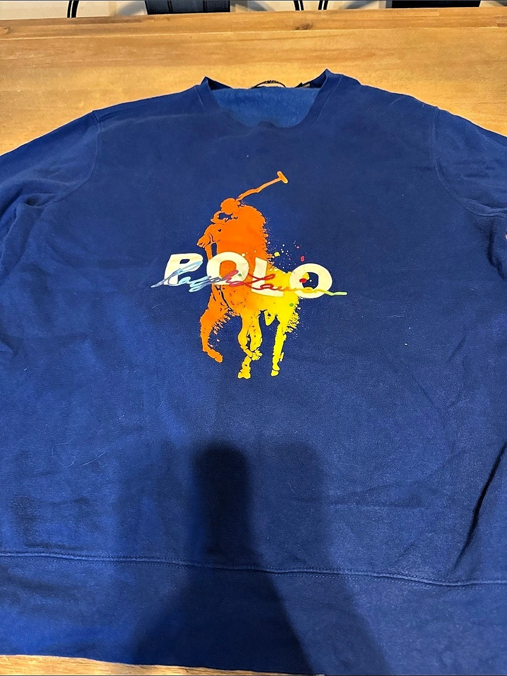 Polo Ralph Lauren Paint Splatter Big Pony Sweatshirt Men's Medium Blue
